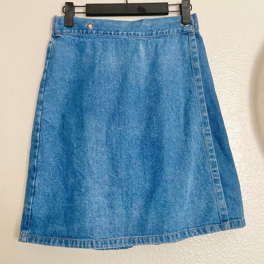 Vintage Cherokee Denim Skort USA Made Size 8 Elastic Waist 90s